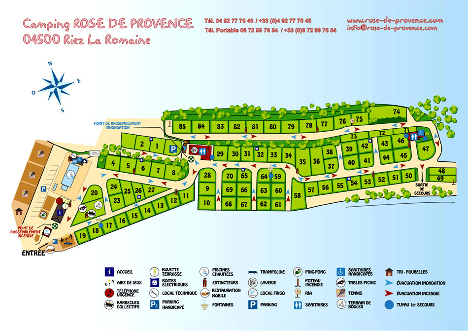 Plan du Camping Rose de Provence-Verdon